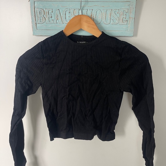 Dynamite Black Ribbed Top - Picture 1 of 2